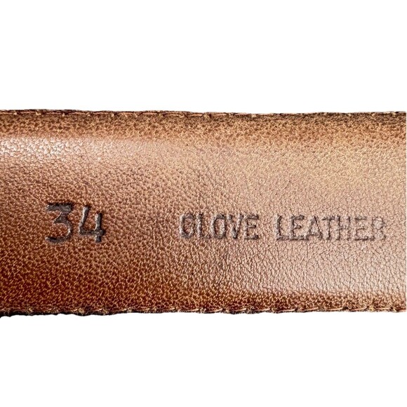 Chaucer Belt Glove Leather Dress Mens Sz 34 Brown Silver Buckle 1" Wide USA VTG - Picture 10 of 12